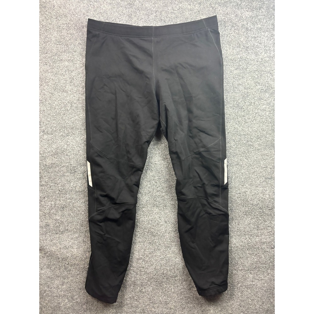 Patagonia Running Pants Men L Black Reflective Ankle Zip Athletic Leggings